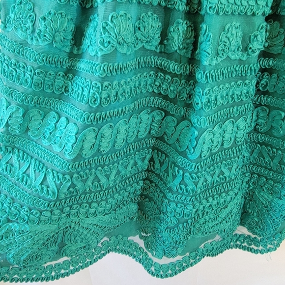 Anthropologie YOANA BARASCHI New Light Dress Sz 2 Teal Embroidered Fairy Artsy - Picture 6 of 12
